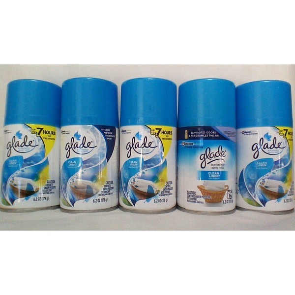 5 Glade Automatic Spray Air Freshener Refill, Clean Linen, 6.2 Ounce (Pack of 5)