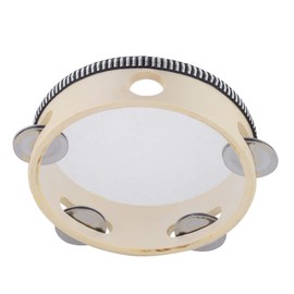 Musfunny Tambourine 15 cm Hand Drum Tambourine Wooden Drum Bell Birch Metal Clamps Percussion Musical Instrument for KTV, Party, Games (15 cm, 6 Inches)