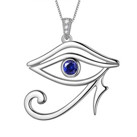 Aurora Tears Egyptian Eye of Horus Necklaces 925 Sterling Silver Evil Eye Pendant Jewelry for Men and Women DP0295W