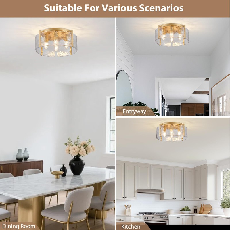 peskoe 17.3" Modern Gold Semi Flush Mount Ceiling Light Fixture