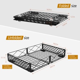 NADAMOO Under Bed Storage with Wheels, 1 Pack Rolling Under Bed Storage Containers, Foldable Metal Under the Bed Organizer Bins for Bedroom Clothes Shoes Blankets