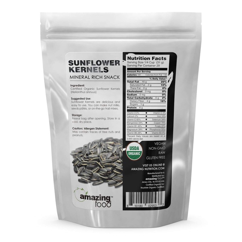 Amazing Food Sunflower Kernels Seeds | USDA Organic Certified |
