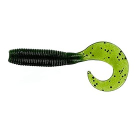 Yamamoto 4" Fishing Single Tail Grub - Swimming Soft Plastic Bass Lure Baits - 20 Pack, Watermelon with Large Black