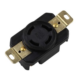 Nema L17-30R 30A 600V 3 Pole 4 Wire Industrial Grade Locking Female Receptacle Connector, Industrial Twist Lock L17-30R 30-Amp 600V Generator Receptacle. LK-2436F