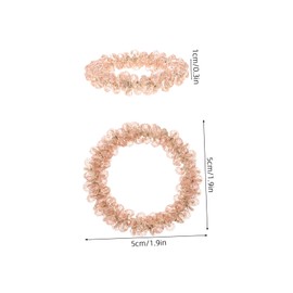 Healeved 3pcs Sparkly Crystal Hair Ties Elegant Elastic Hair Scrunchies for Women Soft Holders with Bead Accents Durable Stretchy Ponytail Bands Pink Grey