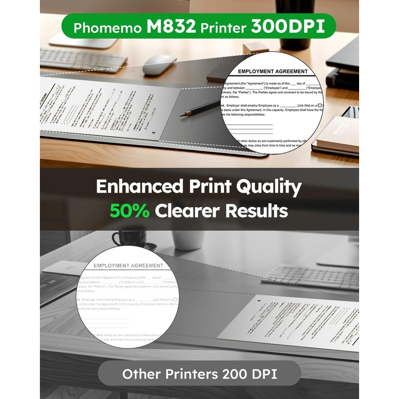 Phomemo Portable Printers Wireless for Travel, Inkless Portable Thermal Printer