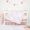 GFU Crib Bedding Set for Girls 4-Piece, Bow Baby Girl