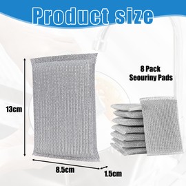 8-Pack Non-Scratch Scouring Pads – Reusable Kitchen Sponges for Dish & Bathroom Cleaning – Long-Lasting, Multi-Surface Metal Scourers – High-Absorption, Scratch-Resistant Sponges for Kitchen & Home