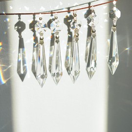 H&D HYALINE & DORA Crystal Icicle Prisms Clear Glass Bead Octogan for Lamp Drop Chandelier DIY Decoration Suncatcher, Pack of 20(2.4 inch)