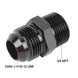 EVIL ENERGY 12AN Male Flare to 3/4" NPT Pipe Fitting Adapter Straight Aluminum Black