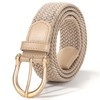 XZQTIVE Braided Woven Belt for Women Men, Beige(gold Buckle), Medium