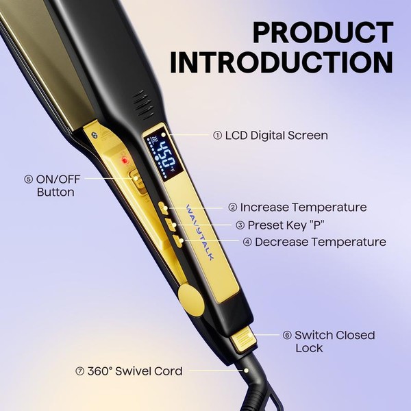 Wavytalk Hair Straightener 1.75 Inch for Effortless Straightening