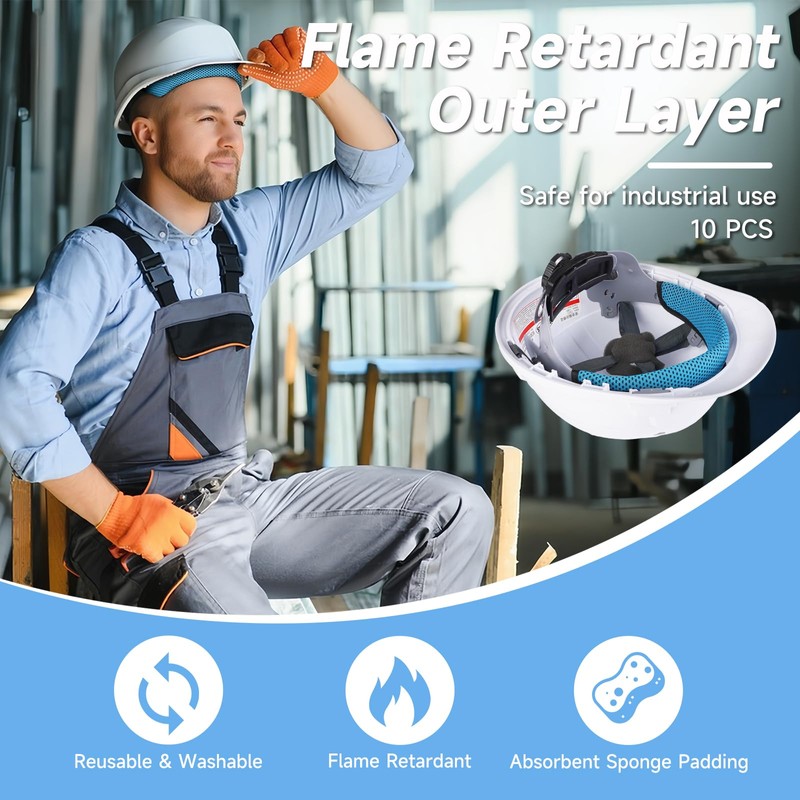 SUTETLW 10 PCS Hardhat and Safety Helmet Sweatband, Flame-Resistant, Unique