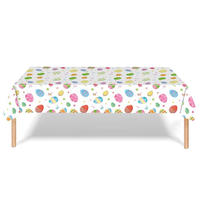 Xinvery Easter Tablecloth,Easter Party Tablecloth Colourful Egg Cartoon Table Cover