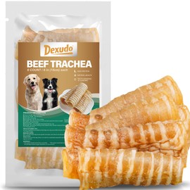 Dexudo 6 Inch Beef Trachea Dog Chews (6 pcs - 8 oz) - Trachea Dog Treats,Digestible and Safe Chews for Dogs - Natural High Protein for Medium & Large Dogs, Teeth Grinding & Cleaning,Training Rewards