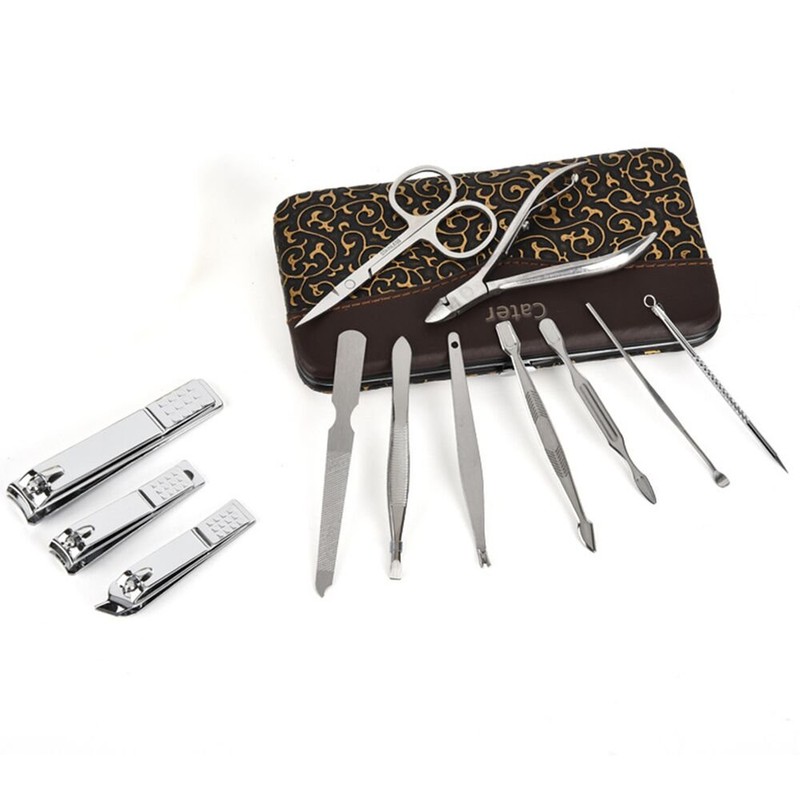 Cater Manicure, Nail Clippers Set of 12Pcs, Professional Grooming Kit,