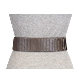 Elastic Women's Waist Belt, Approx. 6 cm-Wide Waist Belt with Silver Ring Buckle - brown