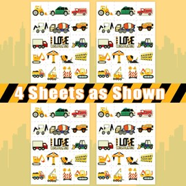 TatoYard Kids Tattoos for Goodie Bags Stuffers, Glows Temporary Tattoos Stickers for Kids Party Favors, Birthday/Toys/Games for Party Supplies Decorations (Construction)