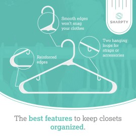 Sharpty Plastic Hangers Clothes Hangers for Clothing, Closet, Coats & Shirts - Durabl...