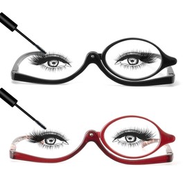 JM 2 Pairs Makeup Reading Glasses Magnifying Flip Down Cosmetic Readers for Women +4.5