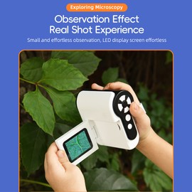 Pocket Microscope for Kids Portable Single Lens Microscope 2.0'' LED Screen 1000 Times Magnification Support Photo and Video Record Toy  STEM Educational Toys Indoor and Outdoor Christmas Birthday Gift for Kids