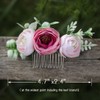 Fangsen Silver Wedding Pink Rose Flower Hair Comb Bridal Flower