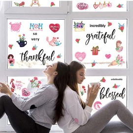 3 Sheets Mother's Day Wall Stickers,Peel & Stick Removable Wall Art Decals for Window Living Room Background Shop Restaurant Decoration（11x12.6,Pink）