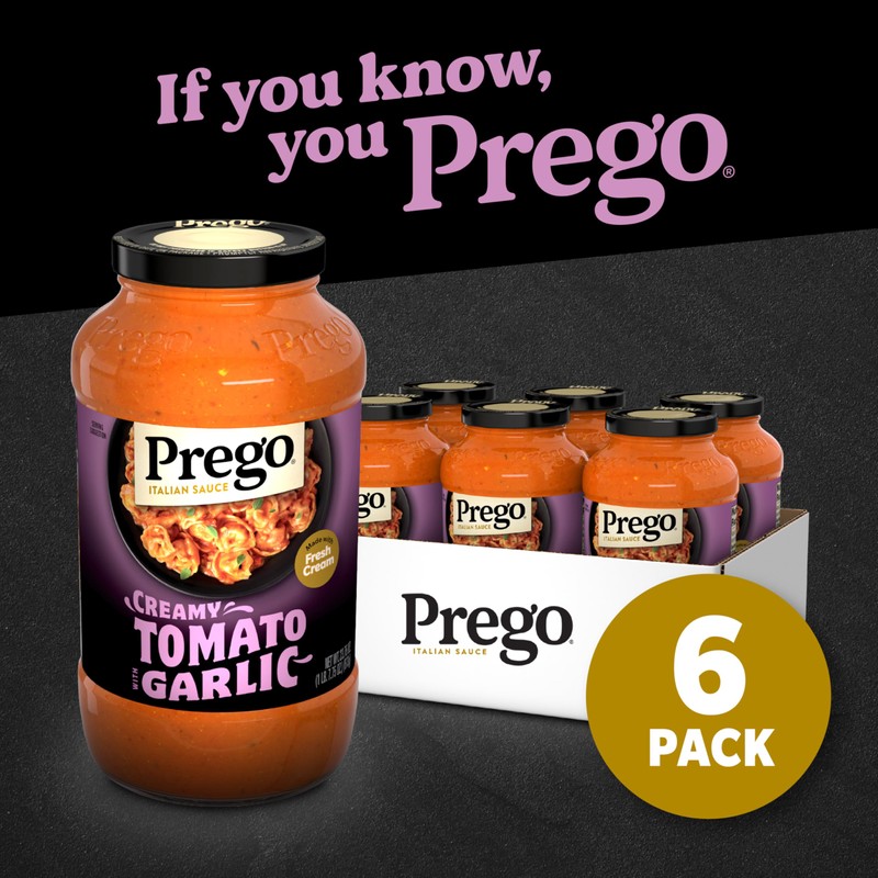 Prego Creamy Tomato Pasta Sauce With Garlic, 24 oz Jar,