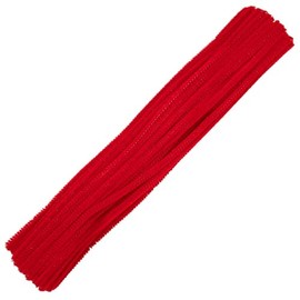 Craft County Chenille Pipe Cleaners – 100 Pack Arts & Crafts Supplies – Great for Group Activities & Parties – Red