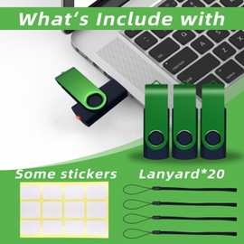 2GB 20 Pack USB 2.0 Flash Drives,XUANREG Thumb USB Drives with 20pack Lanyards Green Flash Drive Bulk (2GB,20PCS)