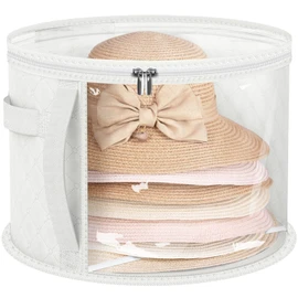 AOODA Oversized Clear Hat Storage Bag for Women, Holds up to 7 Caps Cowboy Hat Organizer for Closet, Wide Brims Hat Case with Carrying Handles (White)