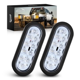 GOOACC 6Inch Oval Trailer Tail Light 2PCS 10LED White Reverse Back Up Lights w/Surface Mount Grommets Plugs IP67 Waterproof for Trailer Truck RV Tractor, 2 Years Warranty