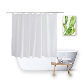 Forro de Cortina de Ducha Corta de 48 Pulgadas de Largo, Juegos de Cortinas de Baño de Tela para Bañera Walk-in, Blanco Sólido, Calidad de Hotel, Lavable a Máquina, 72 X 48 Pulgadas
