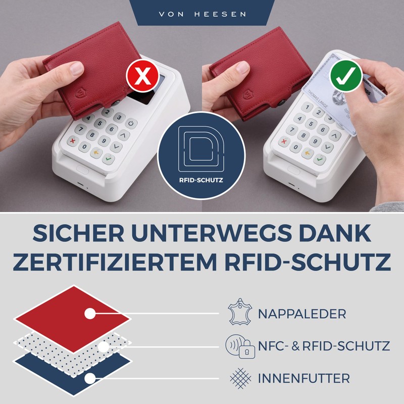 VON HEESEN Credit Card Holder Credit Card Holder, red, Without