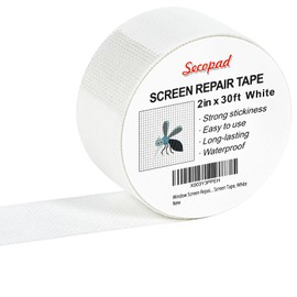 Secopad White Window Screen Repair Tape, 2 in X 30 FT (360IN) Kit for Windows or Doors, Strong Adhesive Patch Fiberglass Mesh Repair