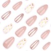 24Pcs Gold Foil Heart Acrylic Fake Nail Valentines Press on