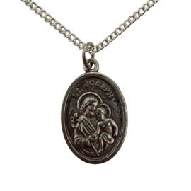 Silver Plated Necklace St Joseph Patron Saint of Workers Pendant