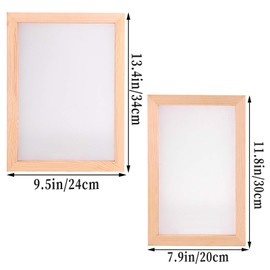 LUTER 2 pieces wood paper making mould, pine paper making mould, frame sieve tools, for DIY paper crafts, dried flower crafts (34 x 24 cm, 30 x 20 cm)