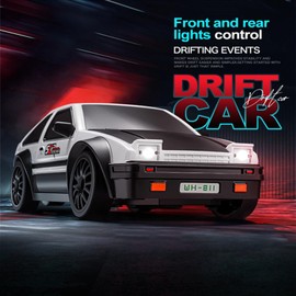 Hylukon RC Drift Car, 2.4GHz 1:24 Scale 4WD High Speed 15KM/H Race Drifting Cars with LED Lights Drifting Tire, Hobby Racing Sport Toy Car Gifts for Boys Girls Kids