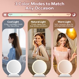 MIYADIVA Vanity Mirror with Lights, Lighted Makeup Mirror with 30X Magnification, 90 LED for 3 Color Lighting and Adjustable Brightness, Touch Screen, Bedroom Dorm Mirror with Phone Holder Stand