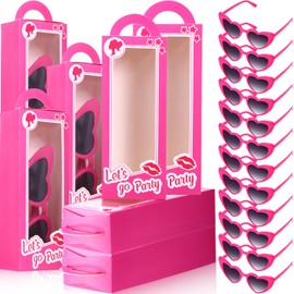 Resurhang 12 Set Pink Doll Gift Boxes Include 12 Party Favor Goodie Box 12 Sunglasses Bachelorette Party Favors Candy Boxes for Girls boys Birthday Party Supplies (Heart)
