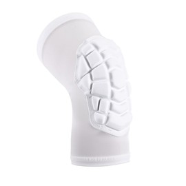 KRIYNAA Basketball knee pads, compression leg covers for teenagers and adults, wrestling knee pads, football volleyball, pickleball, weightlifting knee pads (1 white short knee pad, Large)