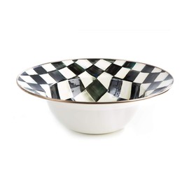 MacKenzie-Childs Courtly Check Serving Bowl, Large 12-Inch Serving Dish, Enamel Kitchenware Line