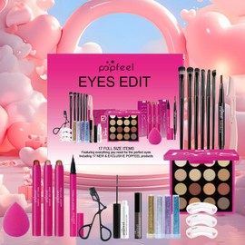 Clouparto Make Up Set, Vegan Cosmetic Set, Beauty Box Makeup Kit with Eyeshadow Palette in 16 Colours, Makeup Brush, Eyeshadow Pen, Eyebrow Pencil, Eyelash Curler, Eyeliner