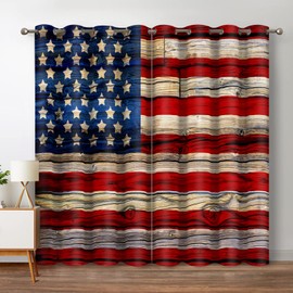 Jekeno American Flag Blackout Curtains United States Flag Independence Day Patriotic Decor for Home Bedroom Living Room Grommet Window Drapes 2 Panel Set, 42"x63"