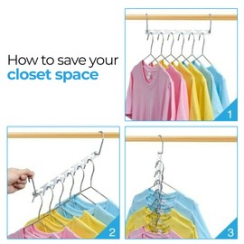 ShopHut 8 Pcs Metal Hangers Space Saving Hangers For Closet, Magic Clothes Wardrobe Clothing Organizer | Wardrobe Hangers | Multi Purpose Hangers | Hangers Space Savers