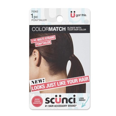 Scunci Color Match Multi-Strand Ponytailer Hair Elastic, Brown
