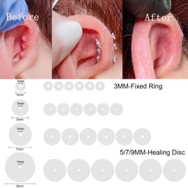 ZS 50Pcs Silicone Healing Non Pull Piercing Discs for Piercing Bump, Clear Disc Pads Stabilizer Plastic Earring Backs Stopper, 3/7/9mm Earlobe Support Patches (3mm)