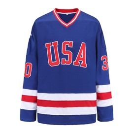 Youth Hockey Jersey of USA 1980 Olympic Team Jerseys #30 Jim Craig Stitched Letters and Numbers Blue S-L