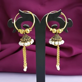 Efulgenz Oxidized Jewelry Boho Vintage Antique Indian Oxidized Silver Ethnic Gypsy Tribal Hook Dangle Earrings Jewelry Set for Women, Copper, not known, Metal Crystal Rhinestone, No Gemstone